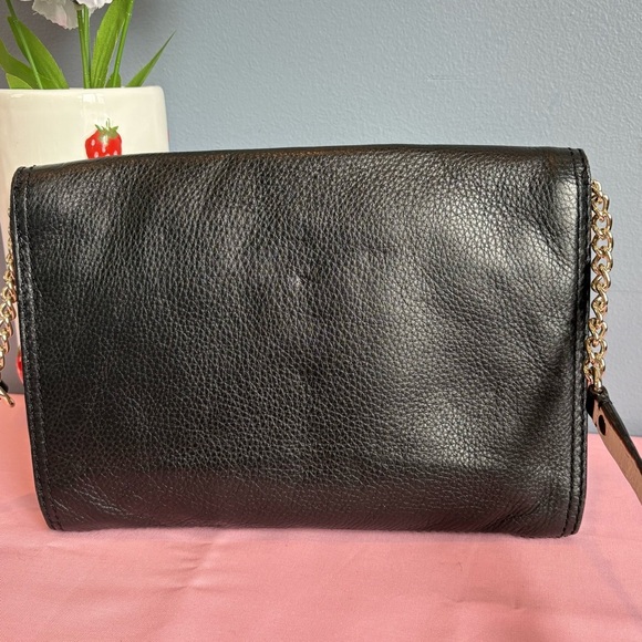 Kate Spade Black Leather Envelope Crossbody Purse w/ Gold Chain Strap EUC - Picture 3 of 10